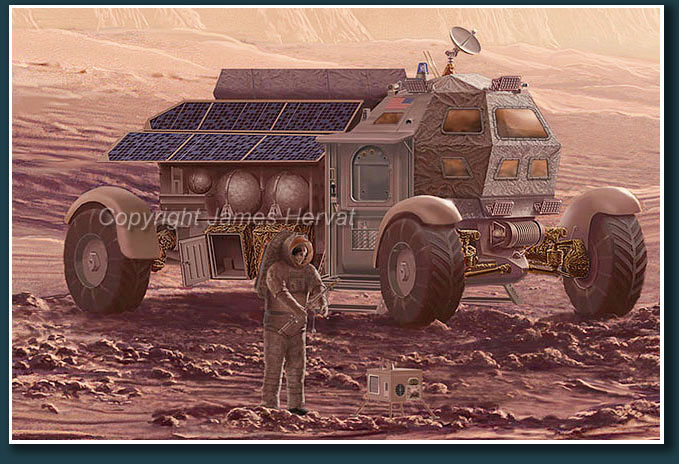 Detail view of Mars rover vehicle