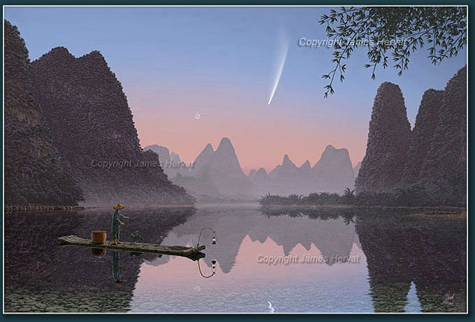 The Great Comet of 1882 in the morning sky over the Li River